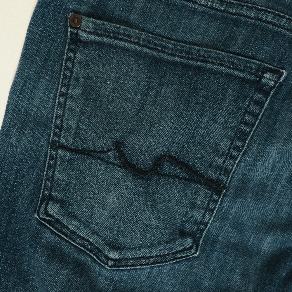 7 For All Mankind Slimmy Jeans Mens 38x32 Dark Wash Blue Denim - Picture 10 of 14